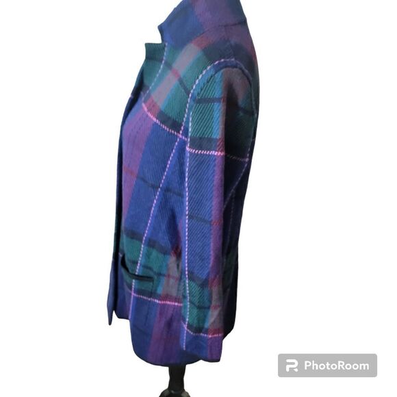 Talbots 100% Merino Wool Plaid Jacket Cardigan. Size LP. - Picture 9 of 9